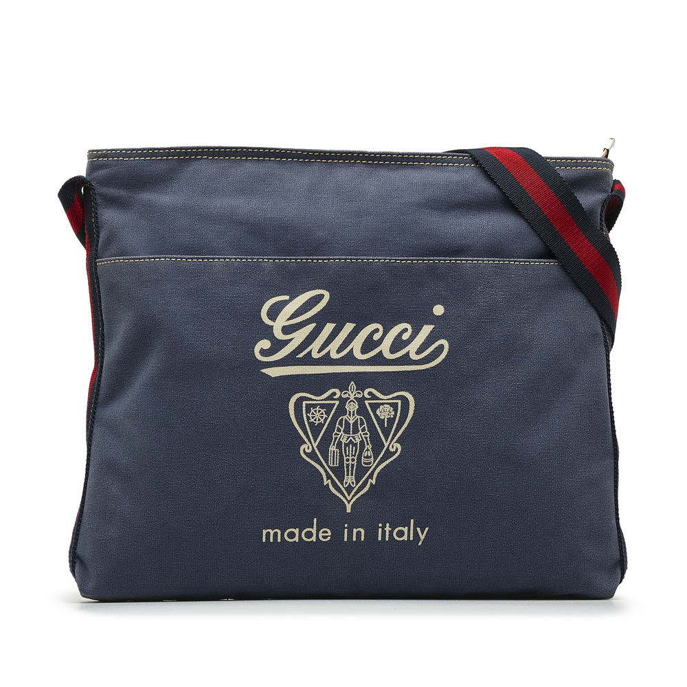 GUCCI Web Denim Crossbody Bag